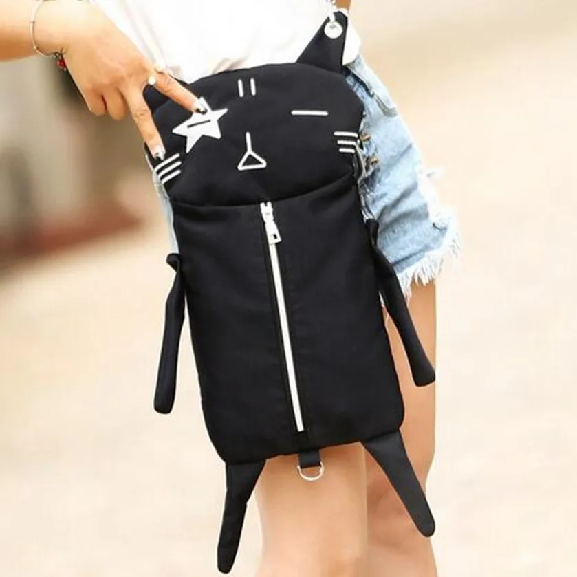 

M628 Cute Individual Character Women Bag Funny Black Cat Nylon Embroidery Eye Girl Shoulder Bag Small Size Gift Wholesale