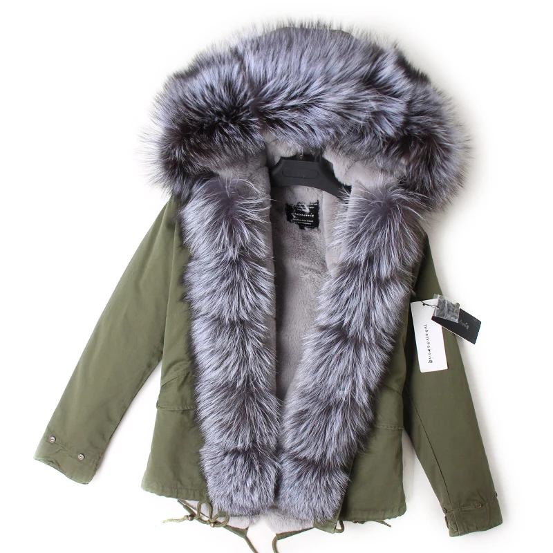 

MAOMAOKONG2019 new fashion Real fox fur collar winter women's clothing Removable thickened jacket Parker coat