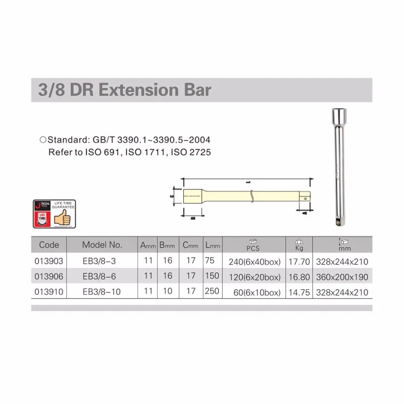 Jetech пожизненная гарантия 3/8 "3/8 дюйма Привод на 3 дюймов 6-inch 10 дюймов удлинитель CRV стали