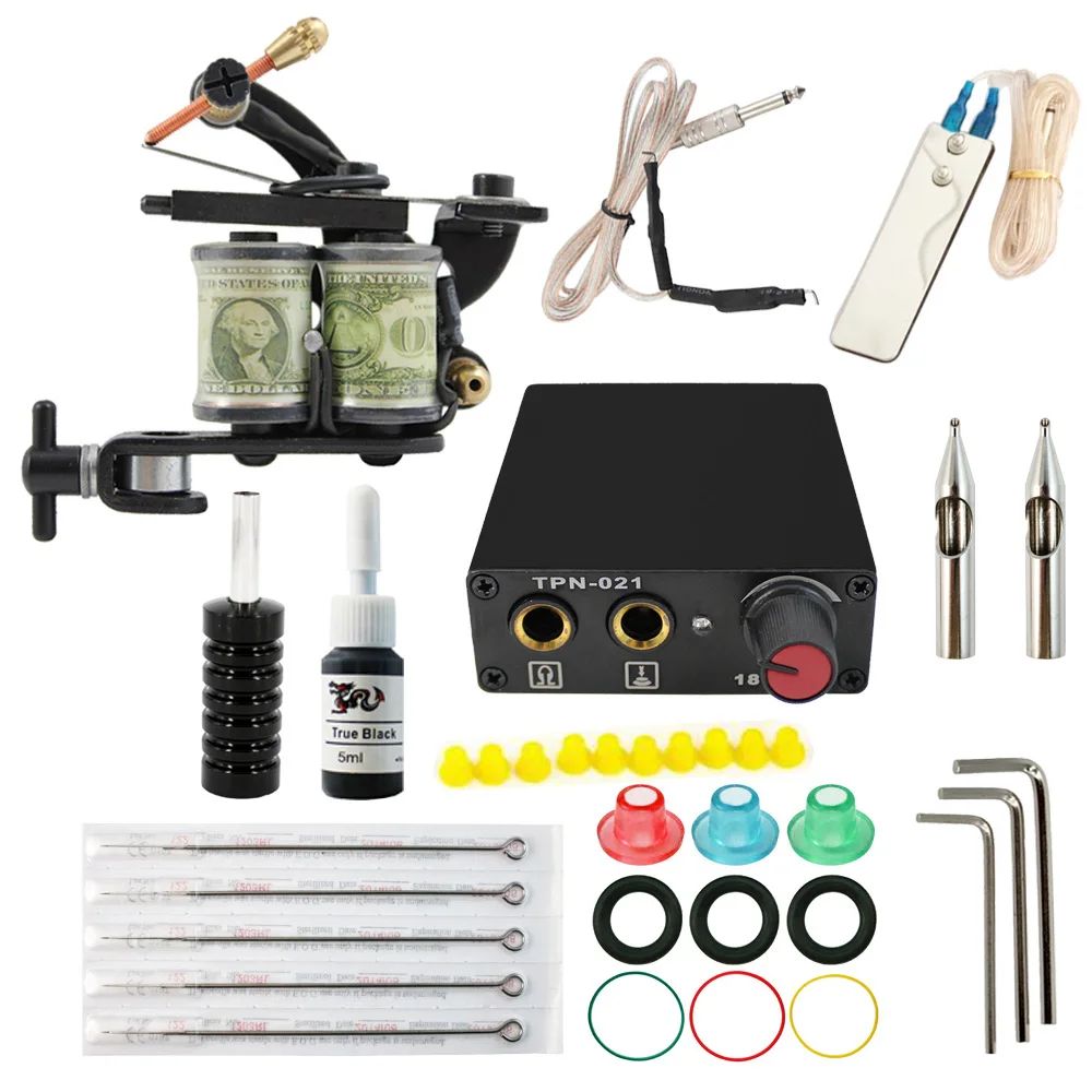 

Tattoo set Complete Equipment Machine 1 Gun tattoo kit Power Supply Cord Kit Body rotary