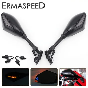 

Motorcycle Rear View Mirrors Side Mirror With LED Turn Signals Light Indicator for Yamaha Kawasaki Suzuki Cruiser Street Bike