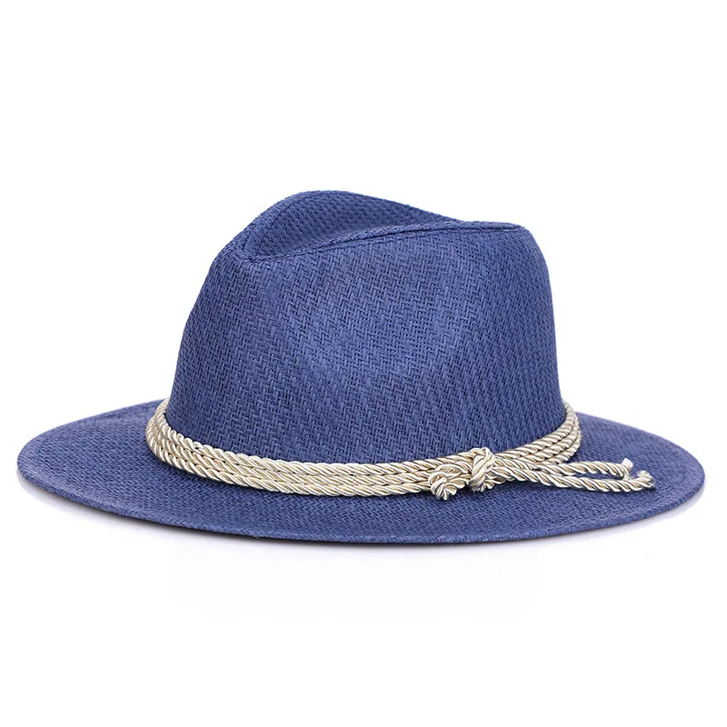 Men's Summer Western Style Fedoras with Nylon rope Wide brim Sunscreen