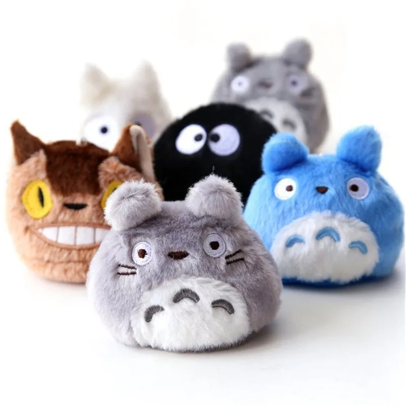 Japan Anime My Neighbour Totoro Plush Dolls Hayao Miyazaki Totoro Bus Cat Spirited Away Coal Briquette Plush Toys 6pcslot 7cm (5)