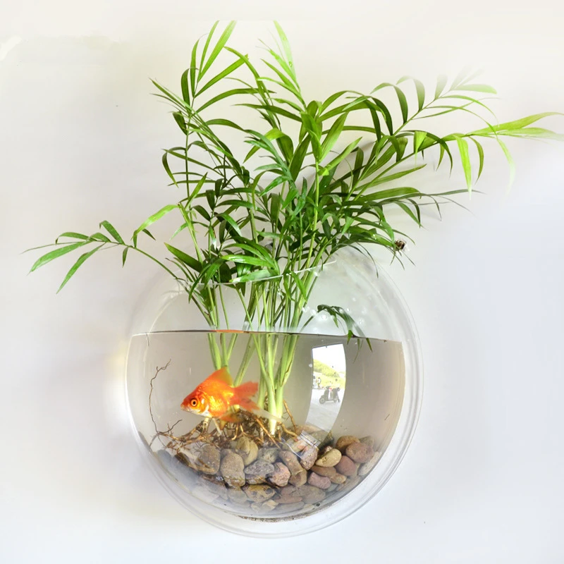 PETFORU Pot Plant Wall Mounted Hanging Bubble Bowl Fish Tank Aquarium Home Decoration Wall