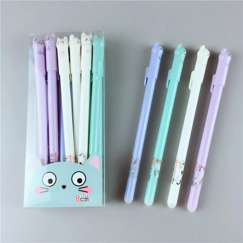 

1PC Kawaii Erasable Gel Pens 0.5mm Cute Cartoon Cat Neutral Pen For Writing Girl Gift Back to School Supplies Korean Stationery