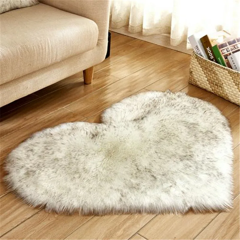 White with gray Искусственная Шерсть Ковры 1 шт. 30x40 см гостиная или спальня Любовь Сердце ковер домашний декор кресло драпированные через - Цвет: White with gray