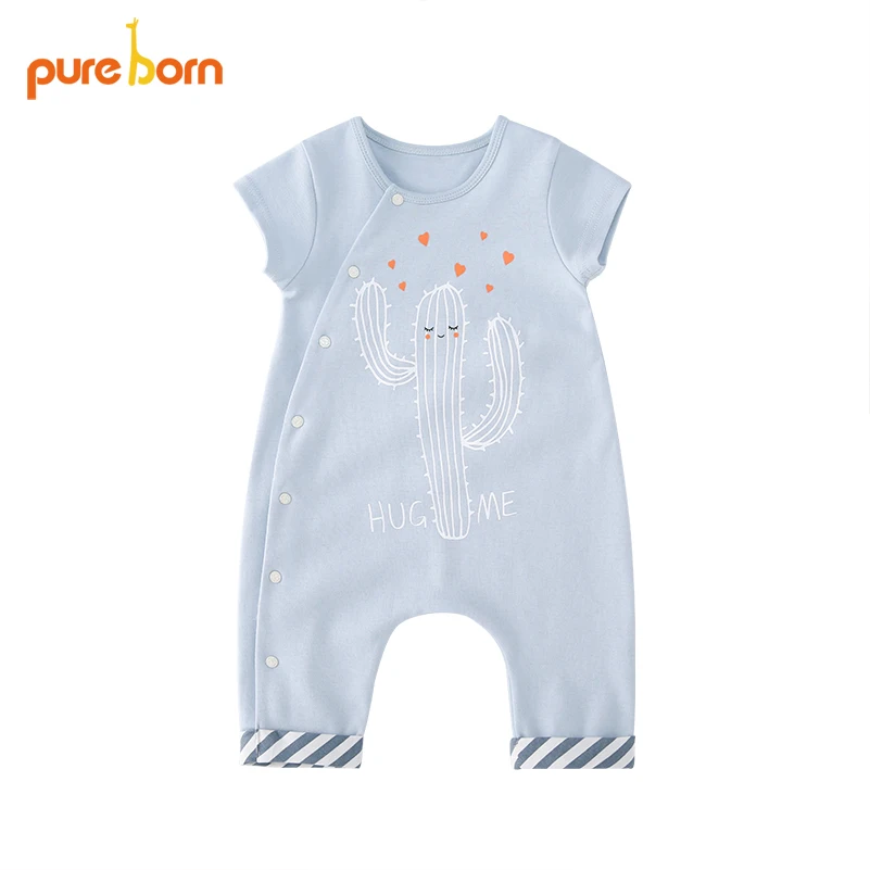 

Pureborn Newborn Baby Rompers Cotton Baby Girls Clothes Cute Cartoon Overalls For Baby Boys Short Sleeves New Kids Clothes