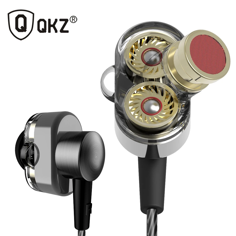 

QKZ KD2 Earphone Dual Driver fone de ouvido auriculares Original hybrid dual dynamic driver in-ear earphone mp3 DJ Headset