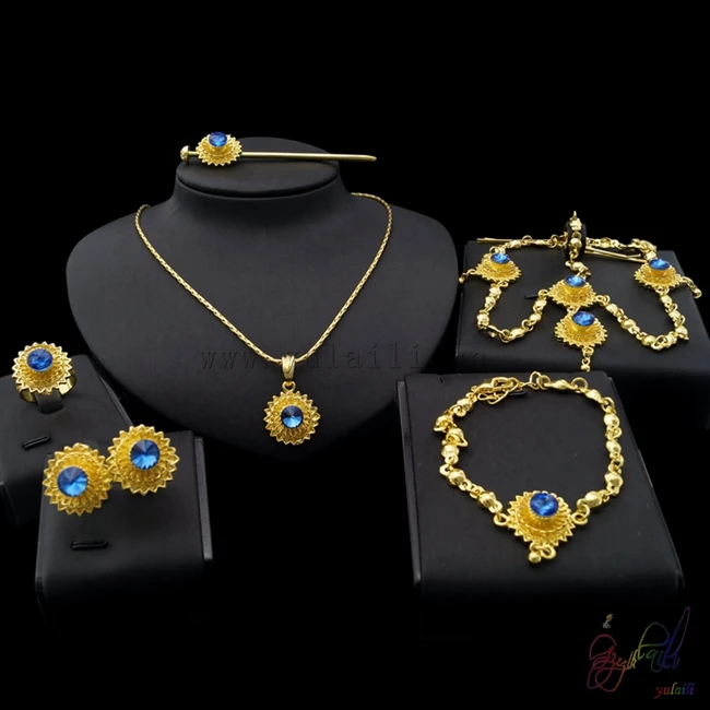 

Yulaili Free Shipping Top Quality Popular Round Design Ethiopia Women Six Pieces Jewelry Sets