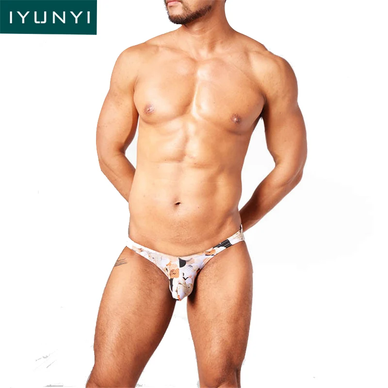 

IYUNYI New Fashion Men's Low Rise Underwear Briefs Sexy Men Printed Briefs Underpants U Convex Pouch Breathable Briefs Panties