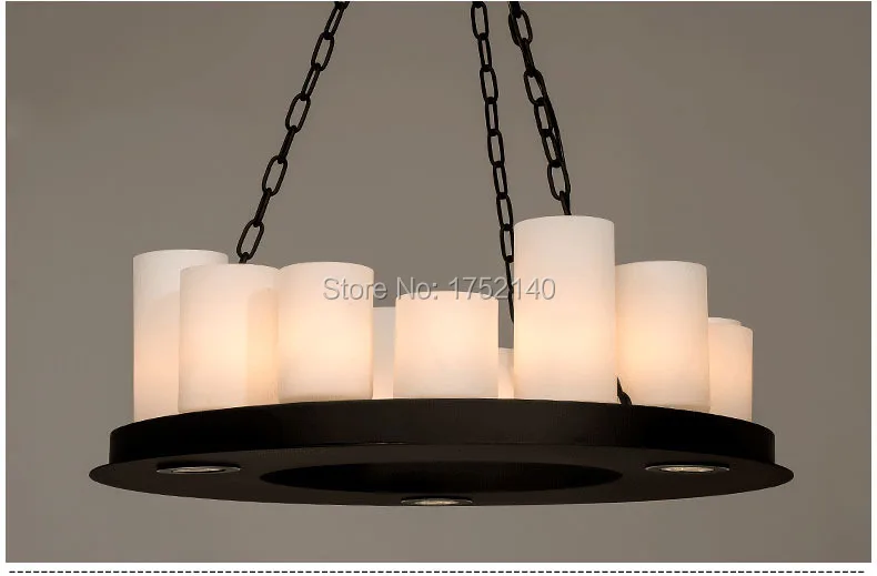 Beautiful circular LED chandeliers Diameter 70 cm, candlesticks shape. 8 E27 E14 bulbs base, 1 spotlight. Iron lamp, glass shade, retro style. Haomer 2