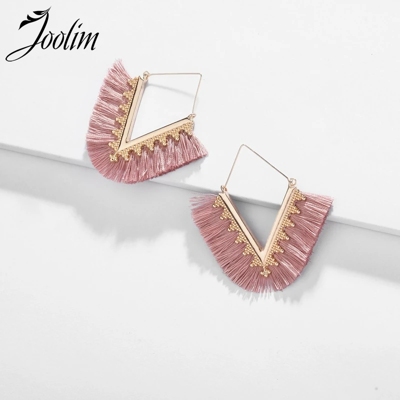 

Joolim V Shape Pink Black Tassel Earring Fringe Earring Stateent Earrings for Women