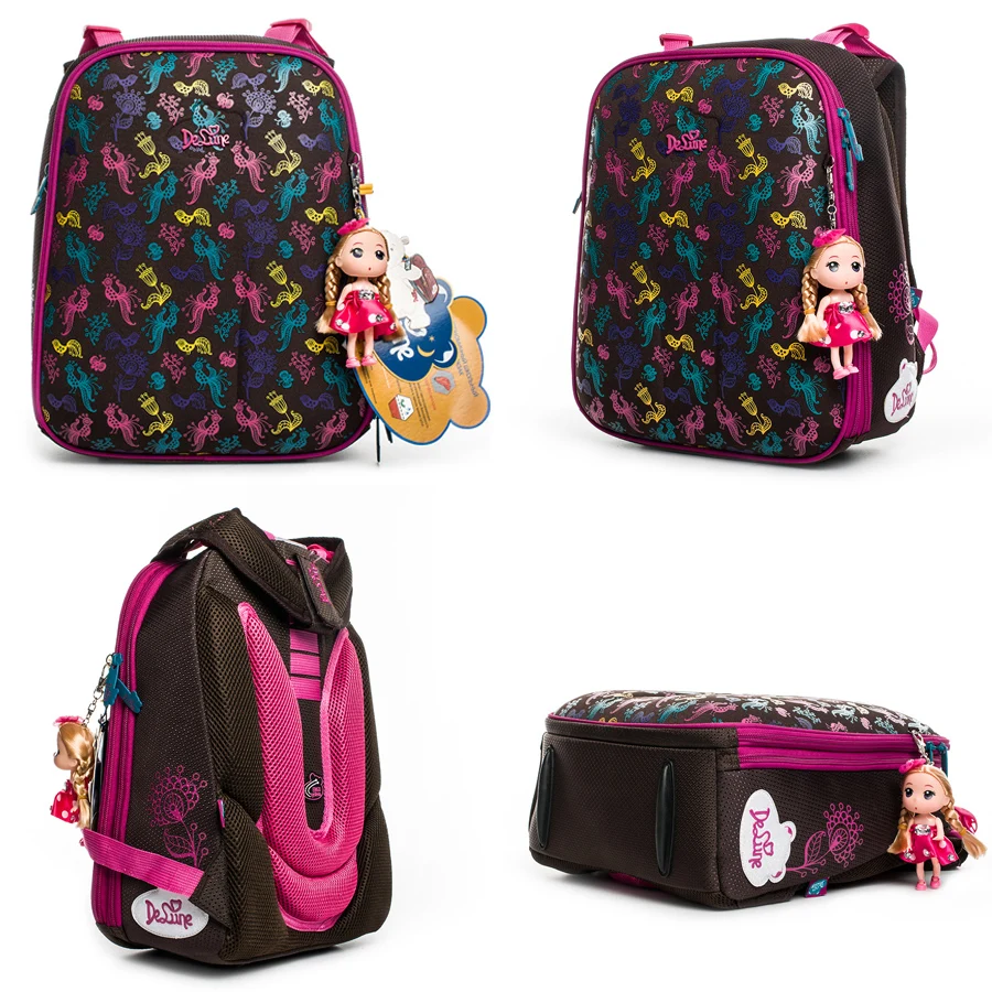 Delune, цветные школьные сумки для девочек и мальчиков, Мультяшные рюкзаки, детский ортопедический рюкзак, многослойный Mochila Infantil, класс 1-4