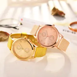 Женские часы модные женские кварцевые розовое золото сетчатый ремешок аналоговые наручные часы женские часы Montre Femme Bayan Kol Saati
