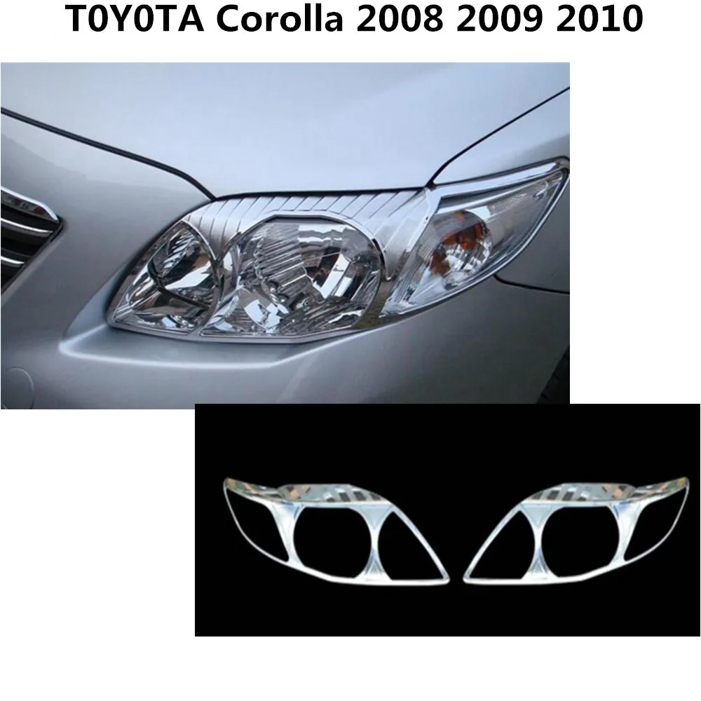 

Car front head Light lamp hood Molding frame stick ABS Chrome cover trim part panel moulding 2pcs For Toyota Corolla 2008-2010