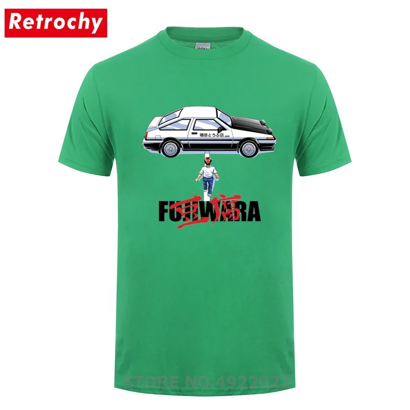 Японская аниме Fujiwara Initial D Drift Car футболка Классический комикс AE86 футболки Homme