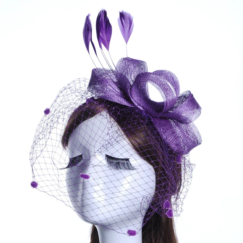 JaneVini элегантные черные свадебные шапки и Fascinators для женские вечерние свадебные сетчатый головной убор с вуалью перо свадебные аксессуары для невест