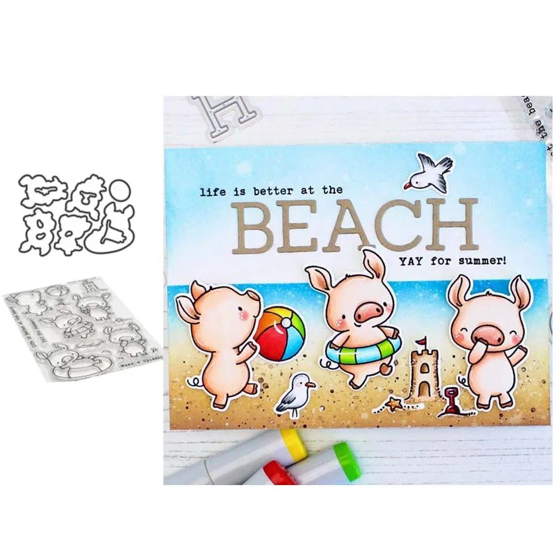 

Pig Metal Cutting Dies and clear stamps DIY Scrapbooking Card Stencil Paper Card Album Decoration Paper