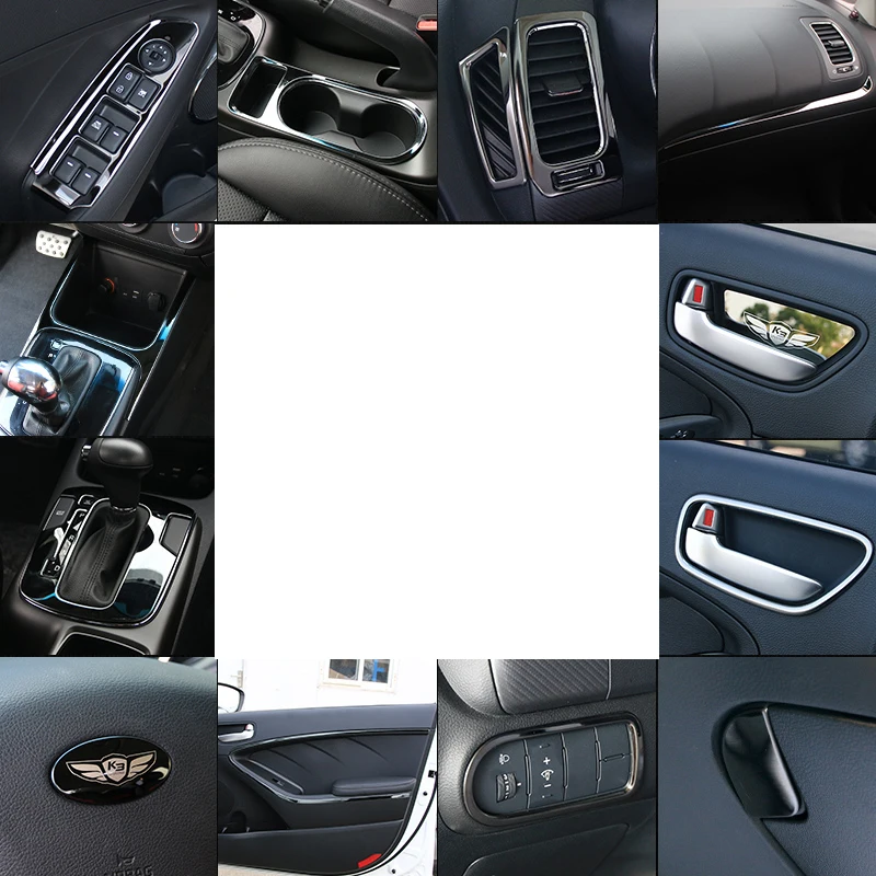

Lsrtw2017 Stainless Steel Car Central Control Gear Panel Window Control Front Grilll Trims for Kia K3 Kia Cerato