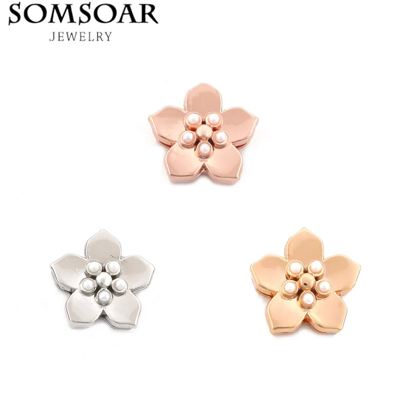 

Somsoar Deluxe Pearl Flower charms fit Leather wrappable Charm Bracelet Necklace as Christmas Gift 10pcs