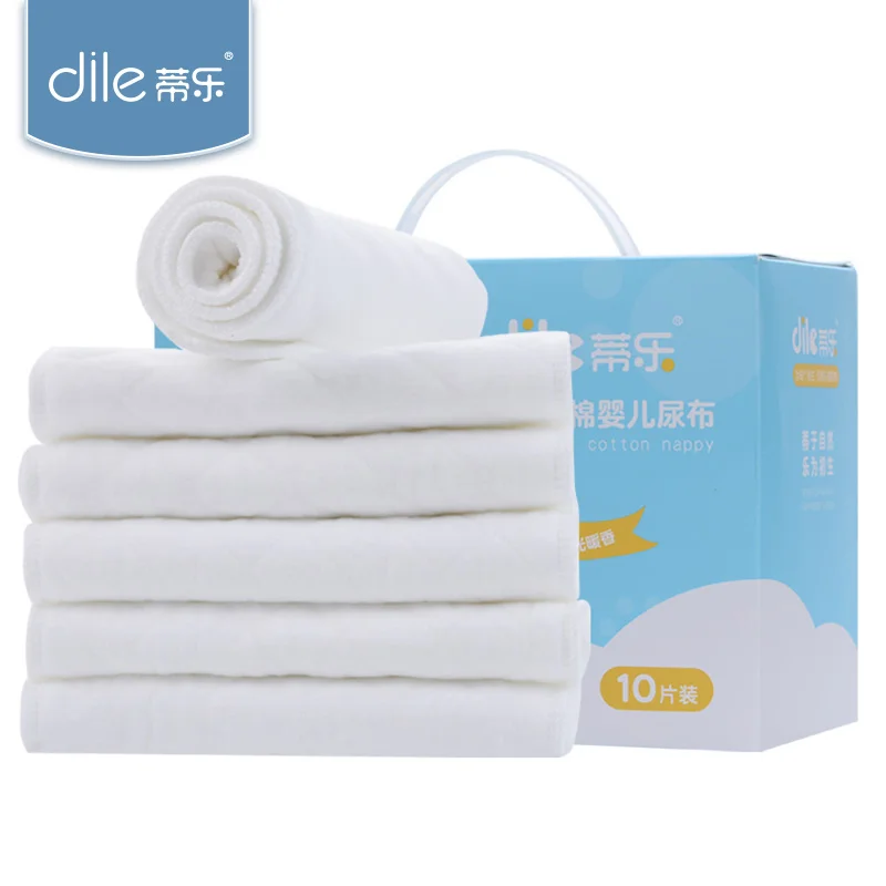 

10pieces baby cotton nappy reusable breathable diaper Liners inserts 6 Layers washable super-absorbency Unisex diapers for child