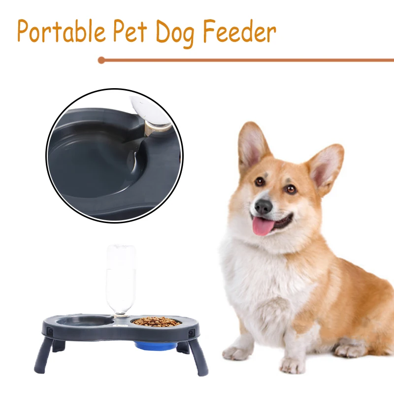 

Portable Dog Bowl Outdoor Dog Feeder Travel Automatic Water Bottle for Small Mudium Dog Double Bowls Pet Accessories