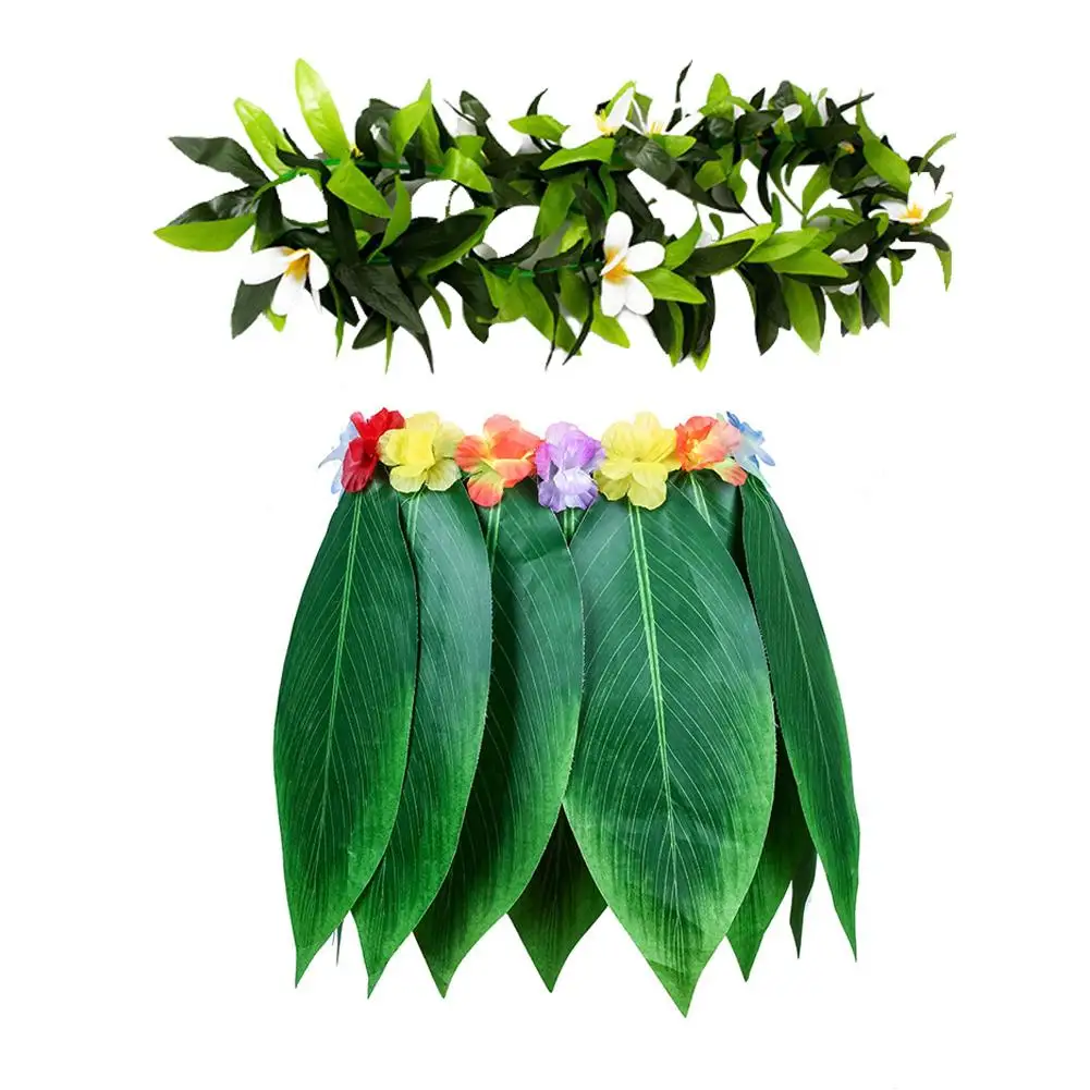 

2018 New Hawaii Party Simulated Small Flower Leaves Hula Skirt Costume Beach Party Decor DIY Tropical Style Party Costumes