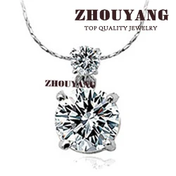 ZHOUYANG Top Quality ZYN154 Crystal Necklace Silver Color Pendant Necklace Jewelry Austrian Crystal Wholesale