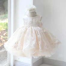 От 0 до 6 лет с вышивкой для девочек в цветочек, платье на свадьбу, платье для Бисер детское нарядное платье, наряд на первый день рождения кружевное праздничное платье принцессы B439