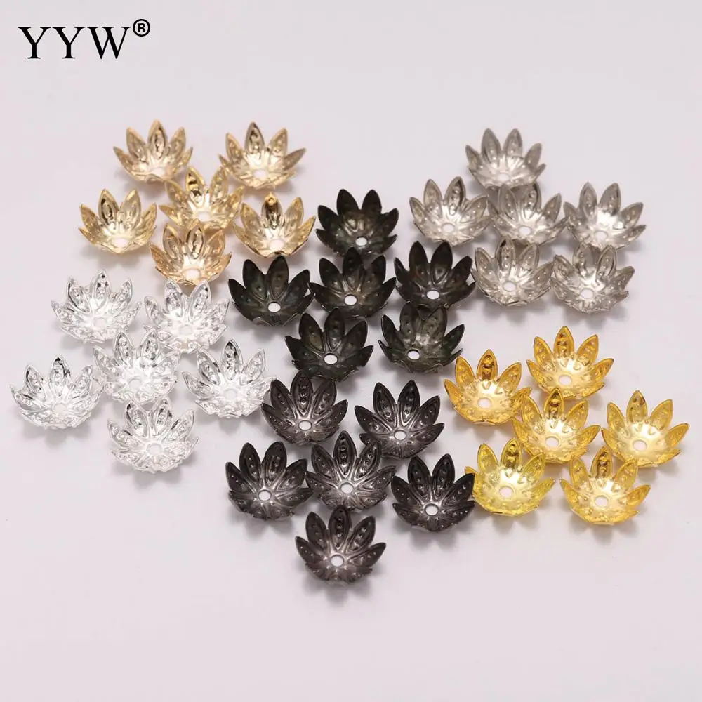 

100pcs/Lot 8 10 mm Silver Lotus Flower Metal Loose Spacer Bead Caps Cone End Beads Cap Filigree For DIY Jewelry Finding Making