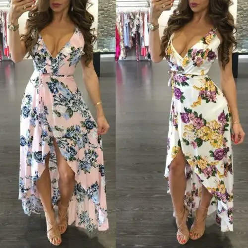 

HIRIGIN Hot Women Sexy Summer Boho Floral Long Maxi Dress Party Bandage Beach Sundress S-XL