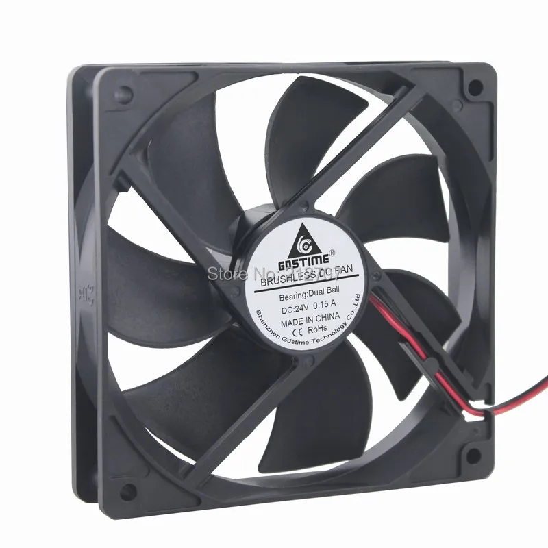 2 шт./лот Gdstime 120x120x25 мм шарикоподшипник компьютера 120 24 В 2Pin DC вентилятор