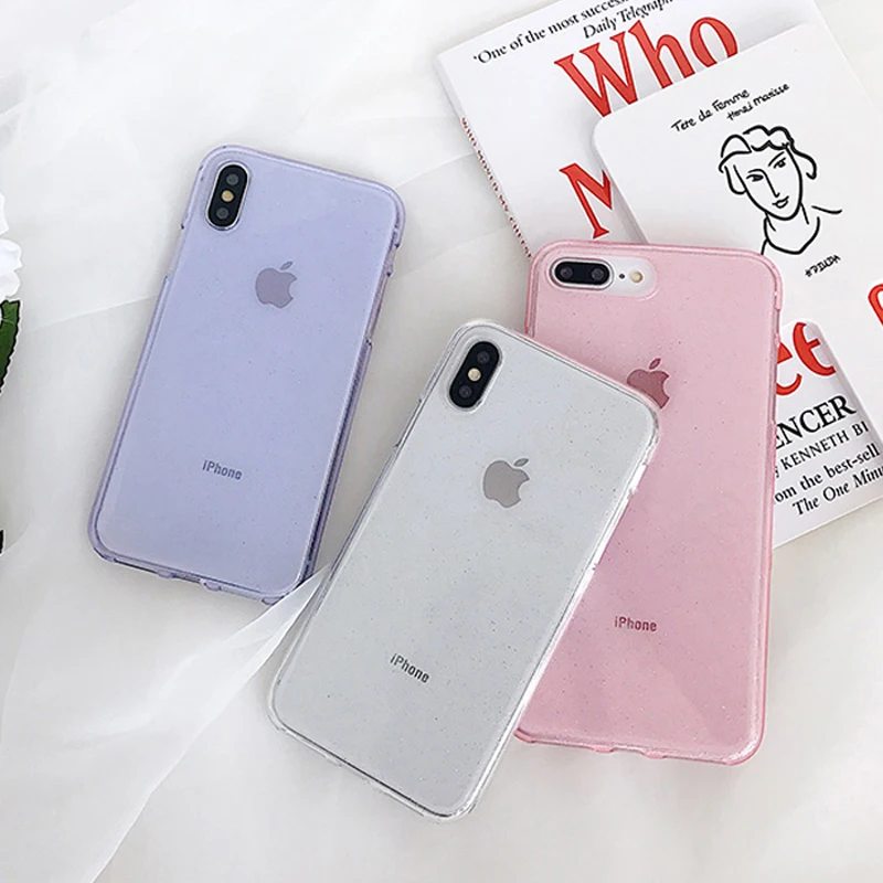 Прозрачный блестящий мягкий чехол для телефона iPhone XS Max XR X чехлы 6 6S 7 8 Plus Модный из