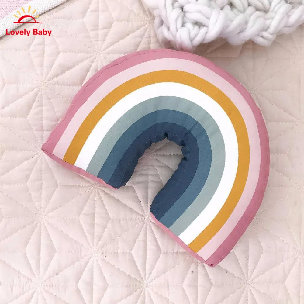

New Rainbow Shape Baby Pillow Baby Calm Sleep Dolls Plush Toys Nordic Style Gifts Kids Bed Room Decoration Photo Props Gift