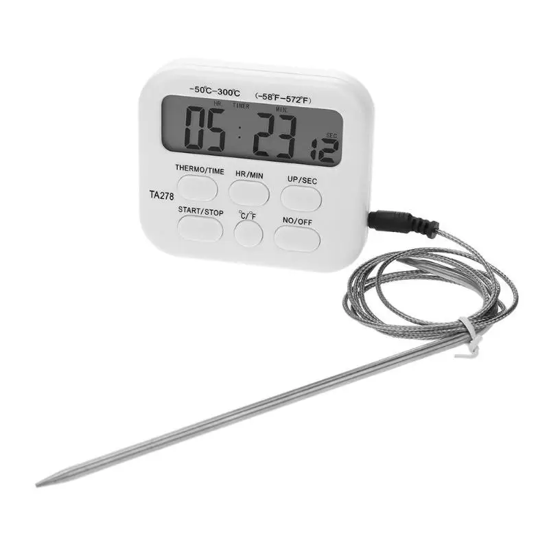 LCD Digital Indoor Outdoor Thermometer Timer Food Meat Barbecue BBQ