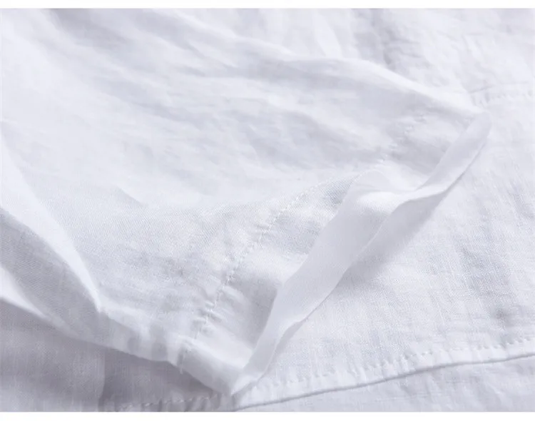 Большой Размеры дизайнер 100% льняная рубашка Для мужчин брендовая одежда короткий рукав белый Для мужчин Модная Рубашки домашние муж. Для