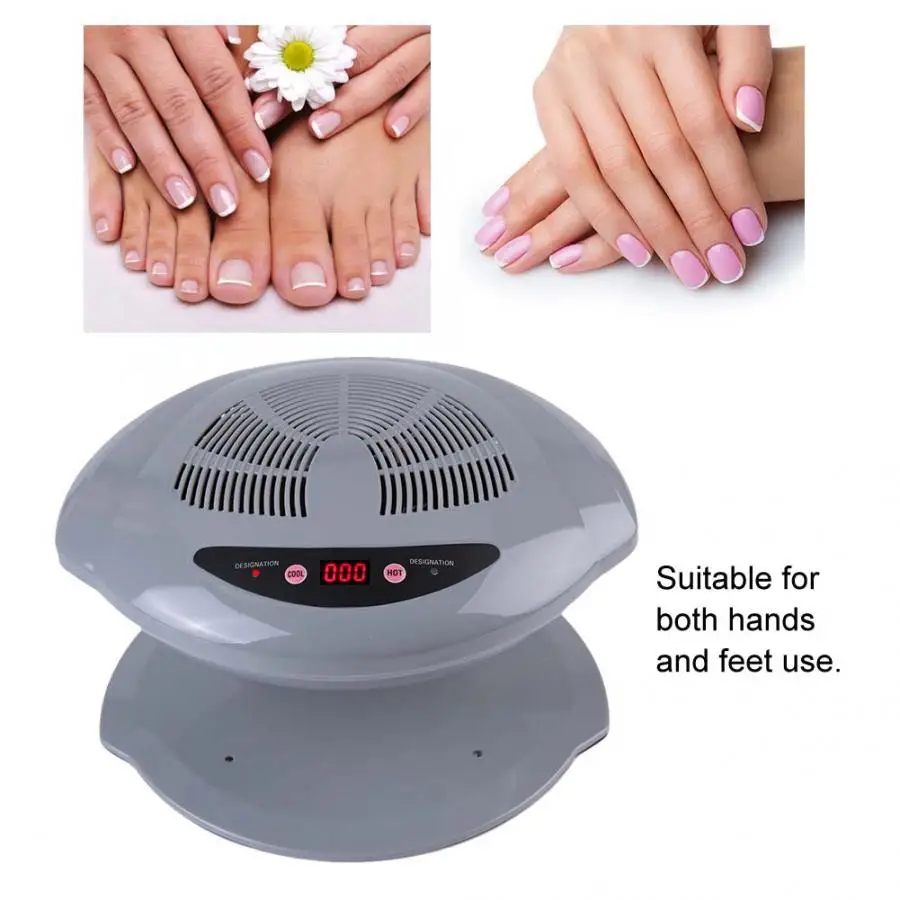 2 in 1 Grey Cool/Warm Air Blow Temperature Sensor Nail Polish Dryer Machine EU Plug 220V Nail Dryer