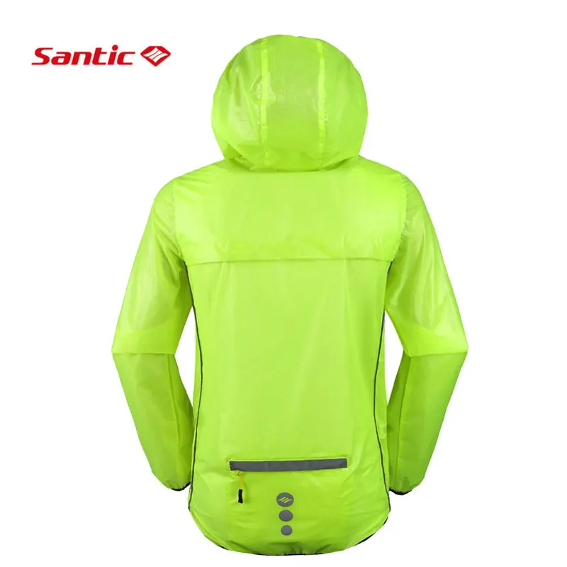 Santic Для мужчин флуоресцентный зеленый плащ дышащая быстросохнущая велосипедные майки Водонепроницаемый с длинным рукавом велосипед для верховой езды, против дождя пальто
