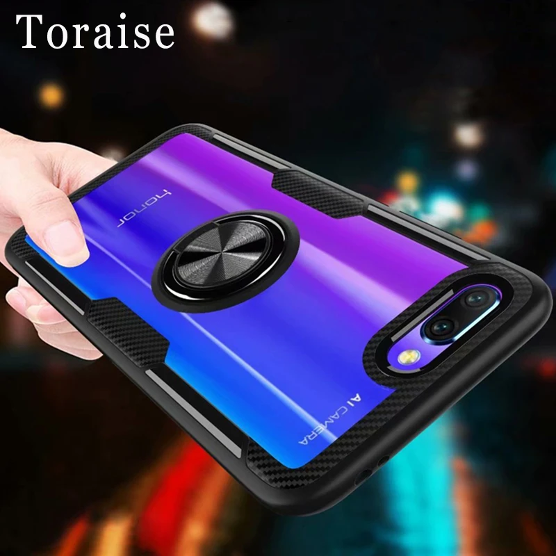 

Toraise Case For Huawei Honor 10 Case Ring Stand Magnet Transparent Back Cover For Huawei Honor 10 Fundas Silicone Bumper Case