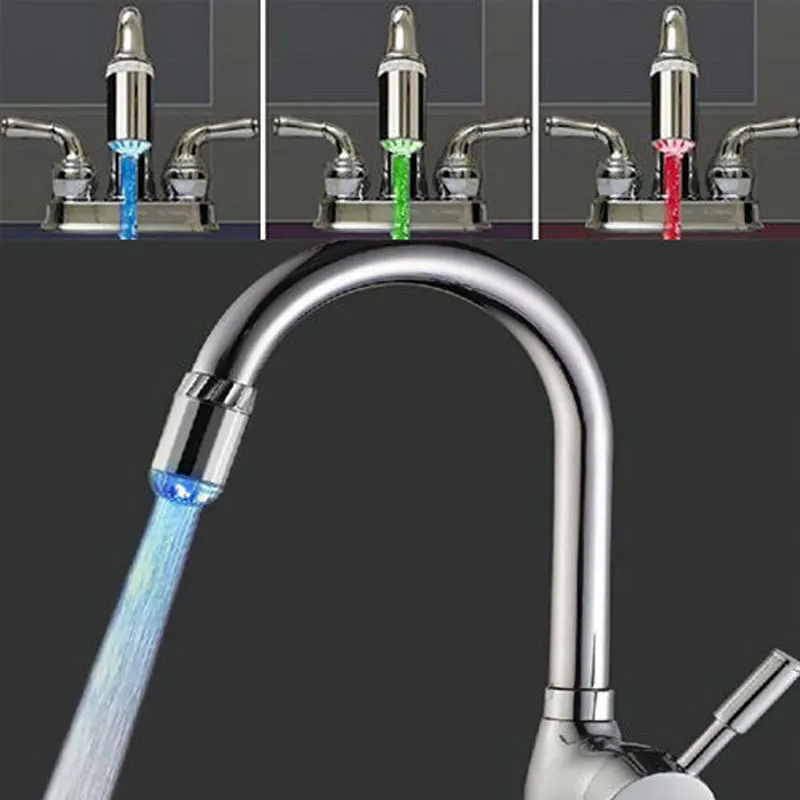 3 Color Changing LED Glow Water Tap Faucet Stream Light Temperature
