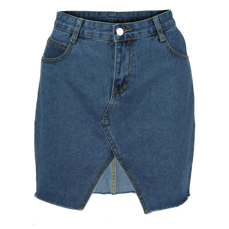 HOT sell Fashion 2018 Summer style Skirt Women's High Waist A-Line Denim Distressed Bodycon Short Jean Skirt Femme Saia A06#N (5)