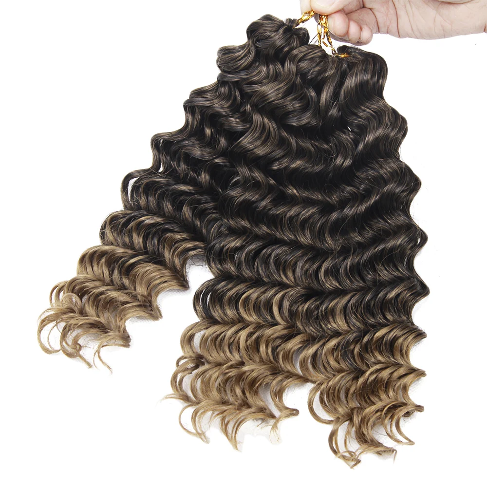 Ombre Braiding Hair Synthetic Extensions 3pieces/pack 10'' Freetress Deep Wave Crochet Hair Braid