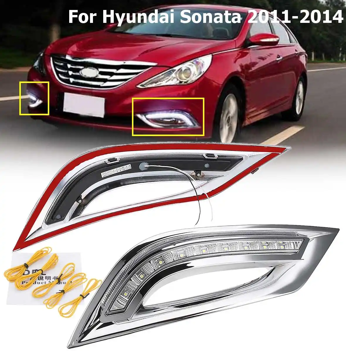 

1 Pair White Daytime Running Lights DRL LED Turning Signal Light Car Styling For Hyundai Sonata 2011 2012 2013 2014