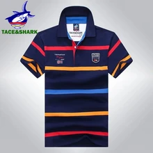 Бренд TACE& SHARK,, летняя повседневная полосатая рубашка поло, модная рубашка Shark Camisa Masculina, мужские рубашки поло, одежда Homme 3XL