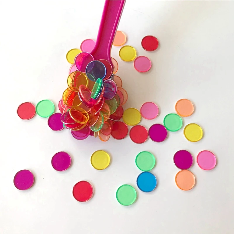 100pcs/bag 7 Colors Amazing Transparent Round Sheet Tiles Baby Toys for Counting With Montessori educational Learning Aid Toys 100pcs/bag 7 Colors Amazing Transparent Round Sheet Tiles Baby Toys for Counting With Montessori educational Learning Aid Toys