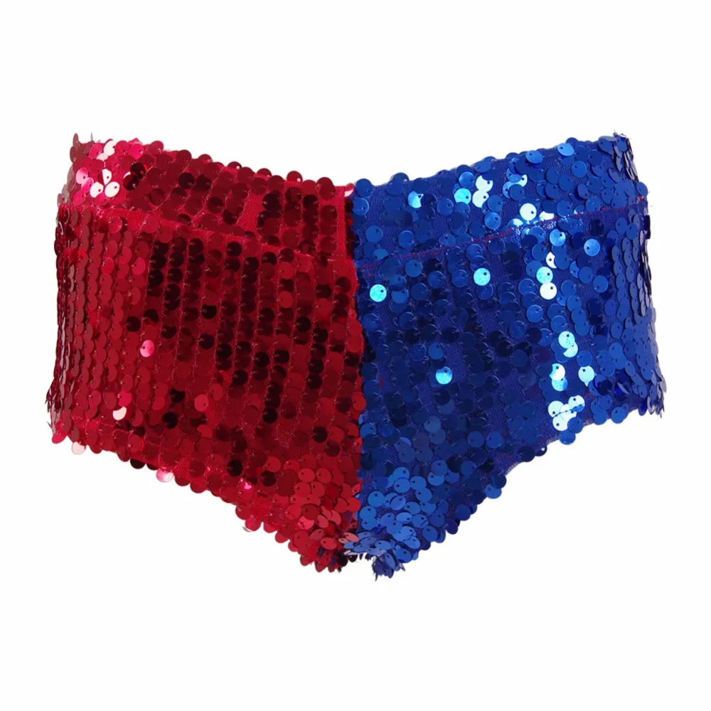 Suicide Squad Harley Quinn Cosplay Shorts and Belts Women Party Halloween Sequins Panty with Belt