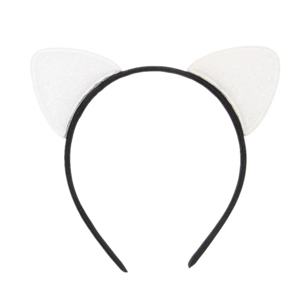 Nishine Блестящая лента для волос с кошачьими ушками и блестками для девочек обруч для волос для детей и женщин кошачьи ушные резинки для волос головной убор для хеллоуина подарки - Цвет: 30