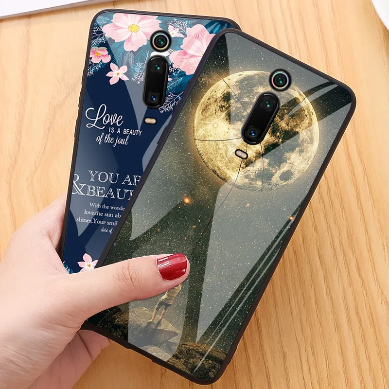 Стеклянный чехол с рисунком звездного космоса для Xiaomi Redmi K20 Pro Mi 9T Mi9T силиконовый