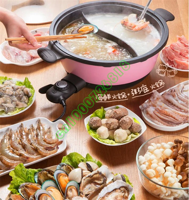 220 В 6л бытовой электрический чайник 2 в 1 мульти плита Hotpot 2 пользу жарки посуда для варки горшок машина быстрый нагрев ЕС/AU/UK/US