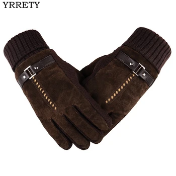 

YRRETY 2018 Winter Men's Warm Gloves Leather Gloves Mittens Male Thick Thermal Leather Gloves Men Motocicleta Patchwork Guantes